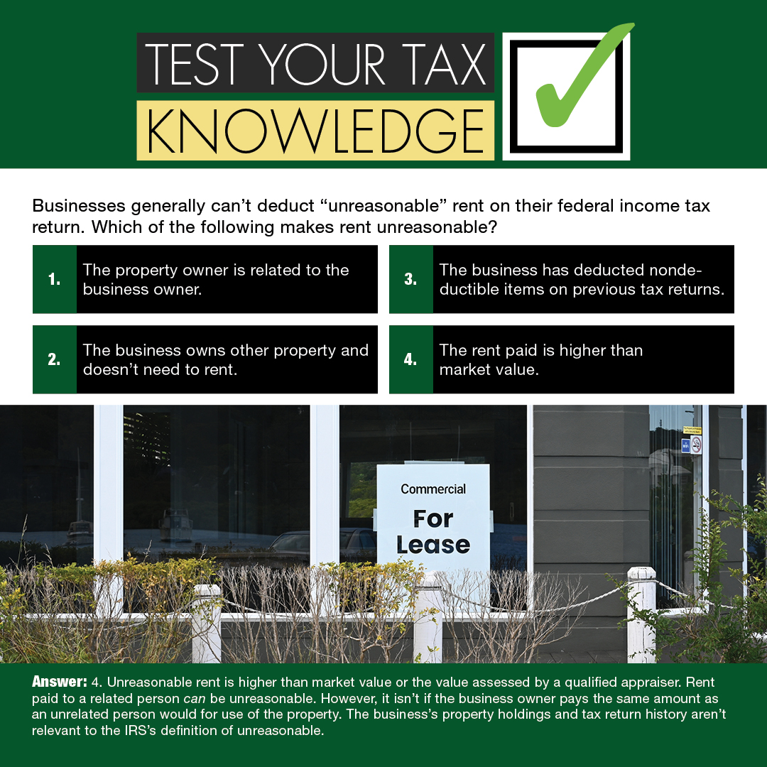 What makes business rent unreasonable?