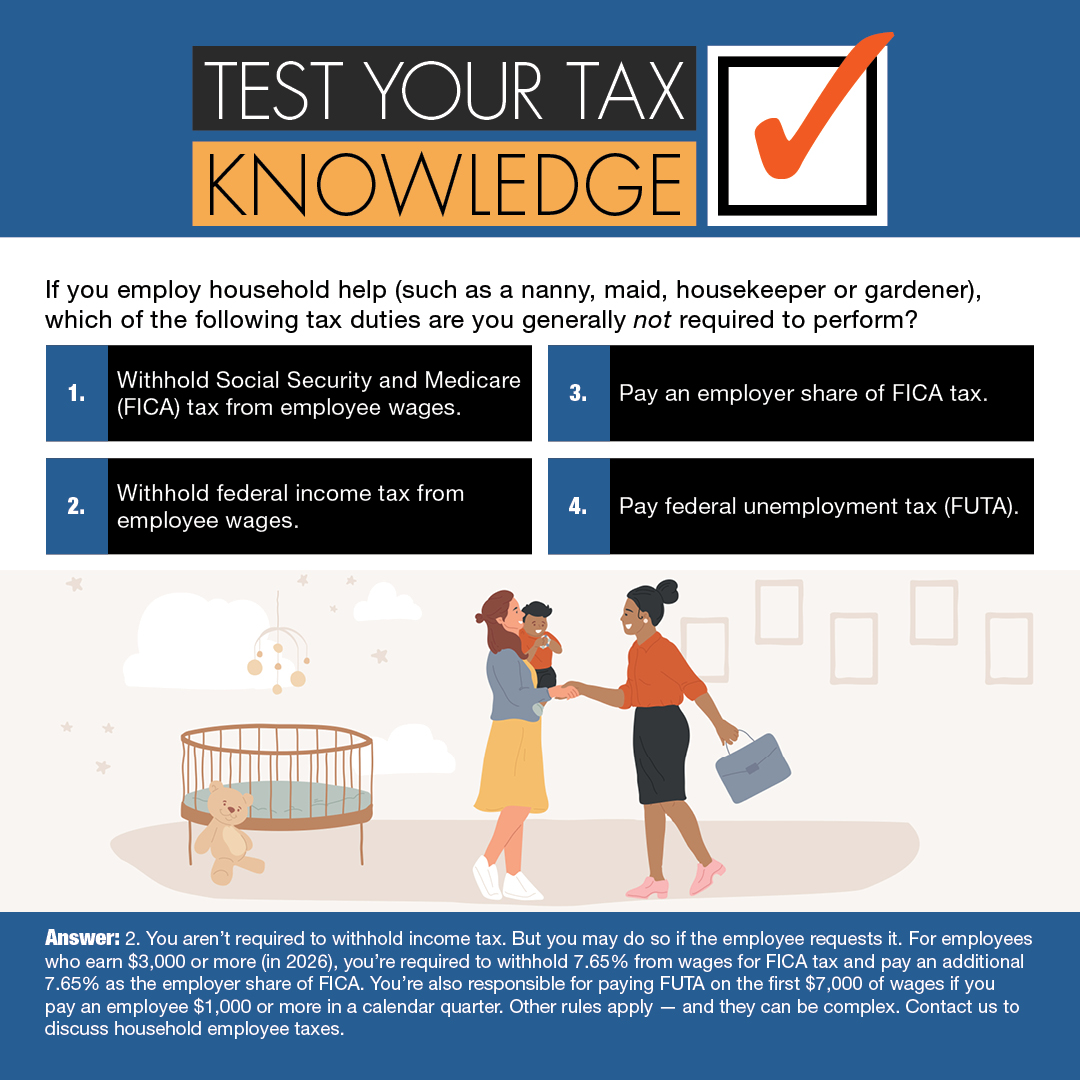 Federal tax duties when you employ household help