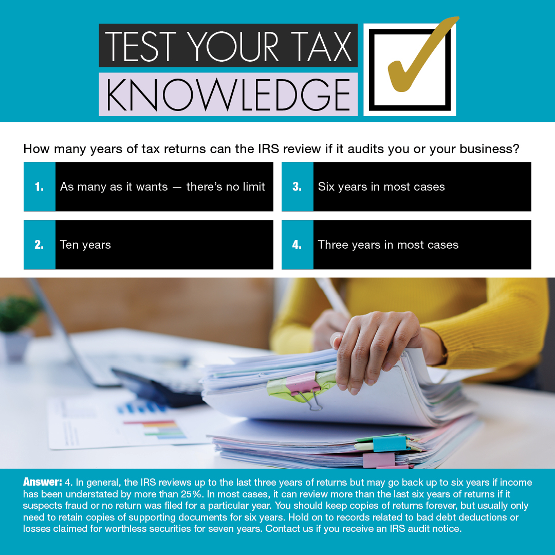 Hold on to tax records in the event the IRS audits you