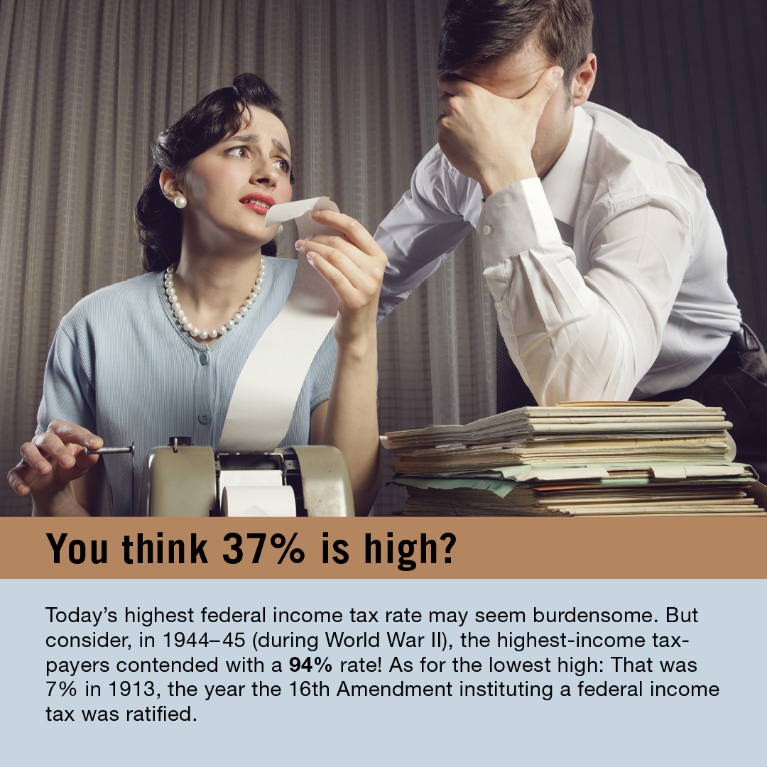 The top federal income tax rate has historically been higher — much higher