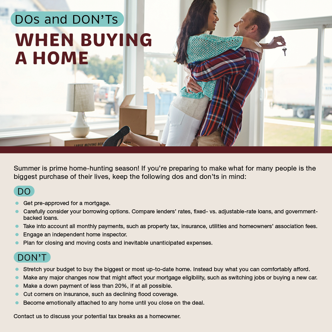 Dos and don’ts when buying a home